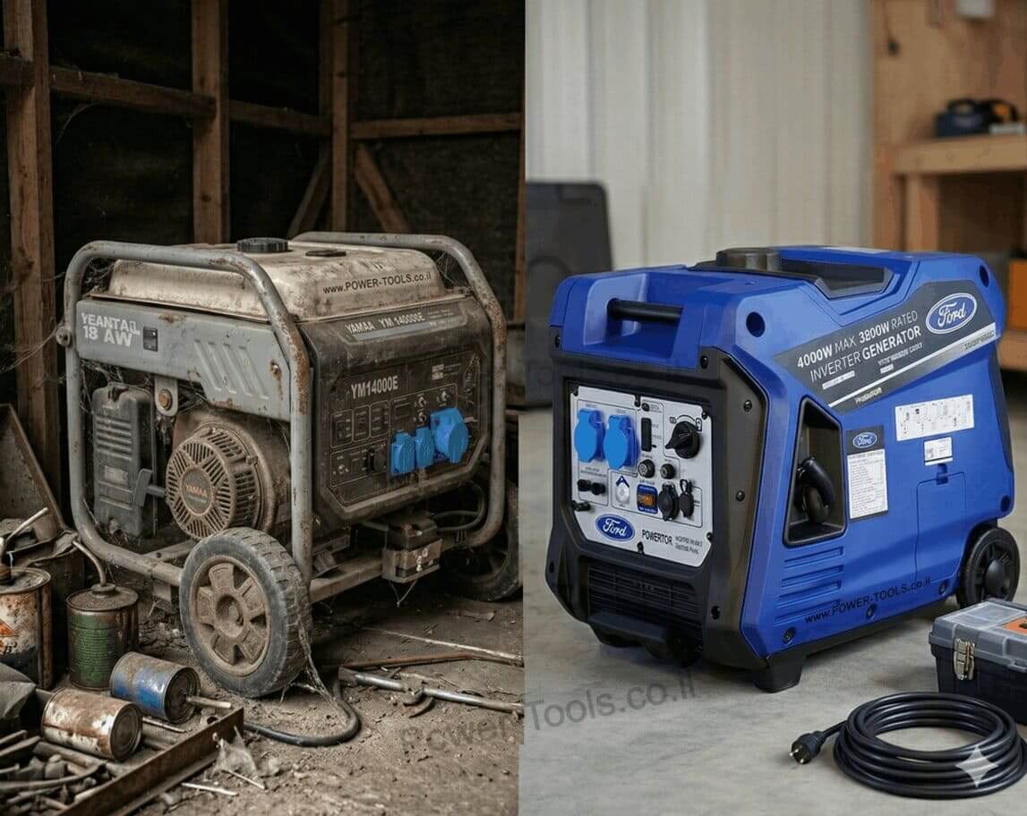 גנרטור יד שניה חלוד לעומת גנרטור מקצועי להשכרה מ-Power-Tools