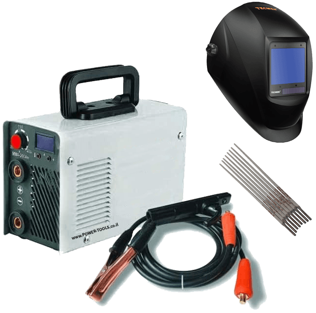 רתכת אלקטרונית מקצועית להשכרה - ערכת ריתוך מלאה רתכת אלקטרונית מקצועית להשכרה 200 אמפר עם מסיכה ואלקטרודות - ערכה מלאה